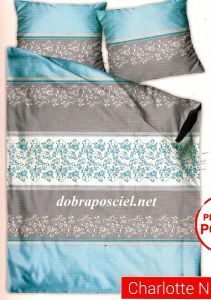 Pościel z satyny bawełnianej Premium 160/200 Charlotte niebieska